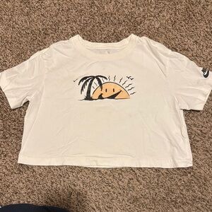 Nike White Graphic Tee with Palm Tree Design